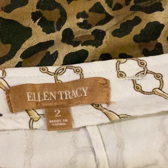 Ellen Tracy White Equestrian Print Skirt w/ Back Slit - Picture 8 of 8